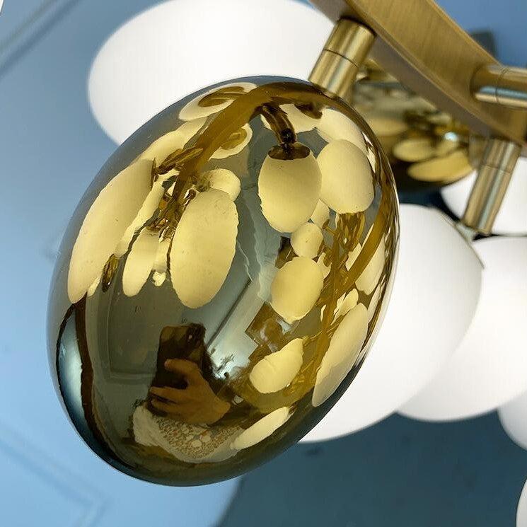 Large Branch Copper Chandelier with Grape Shape Bulbs Unique and Creative Light Fixture for Staircase/ Duplex/ High Ceiling Living Room/ Restaurant-Chandeliers-Arialamps