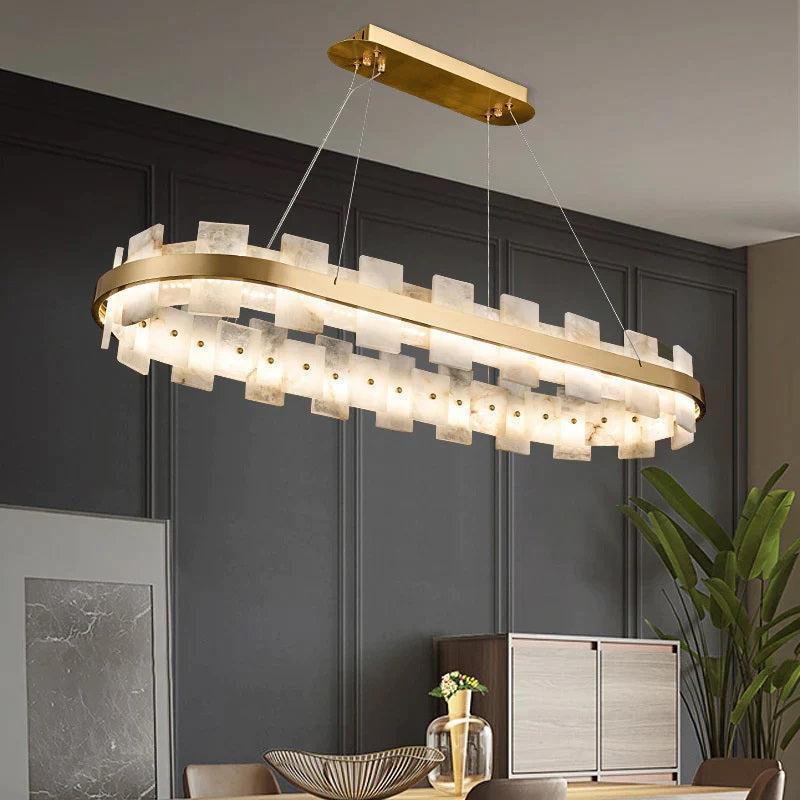 Larry Modern Oval Marble Island Chandelier-Chandeliers-Arialamps