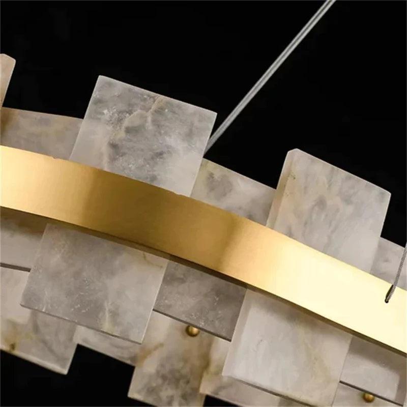 Larry Modern Round Marble Chandelier For Living Room-Chandeliers-Arialamps