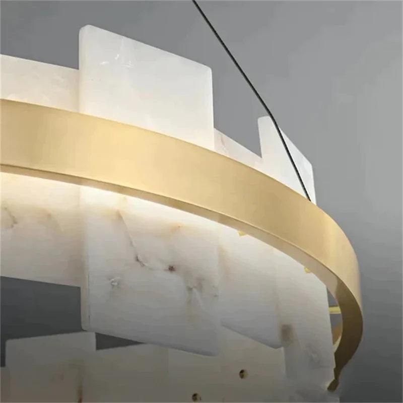 Larry Modern Round Marble Chandelier For Living Room-Chandeliers-Arialamps