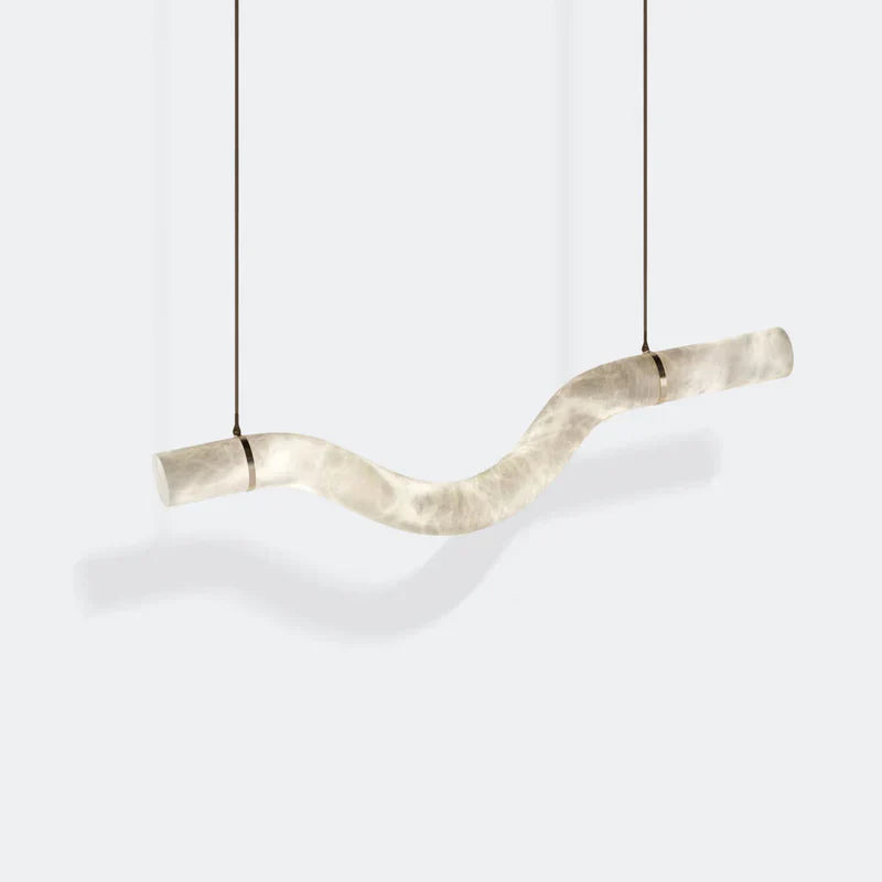 Liberty Curved Pendant Alabaster Chandelier, Pendant Light Over Dining Table-Arialamps