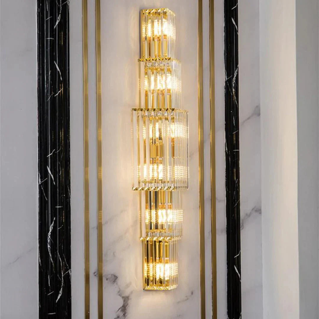 Light Luxury Crystal Layered Wall Lamp - Arialamps
