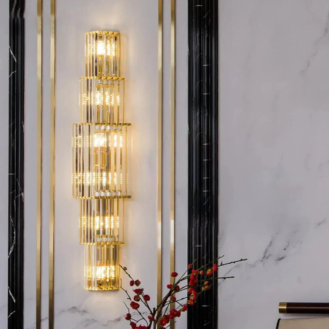 Light Luxury Crystal Layered Wall Lamp - Arialamps