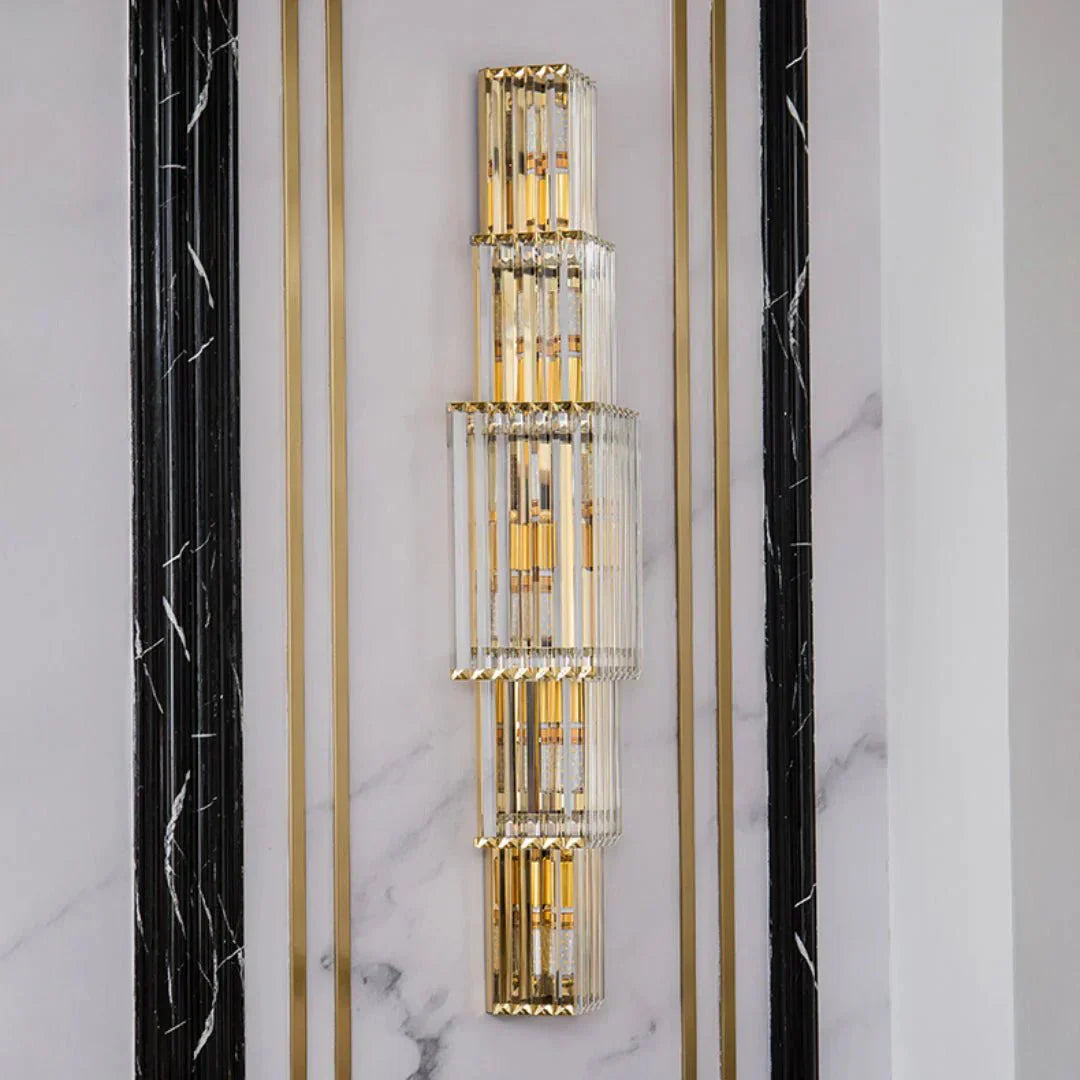 Light Luxury Crystal Layered Wall Lamp - Arialamps