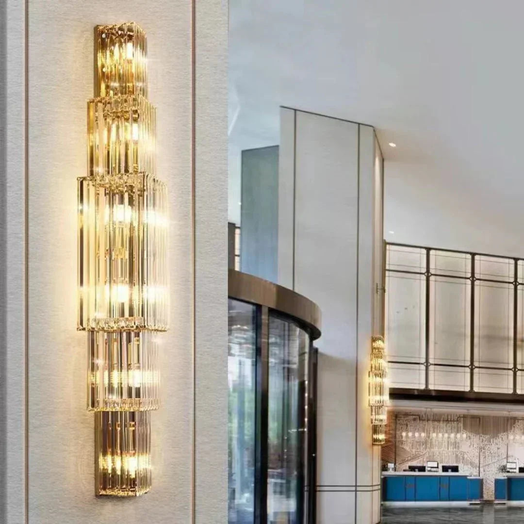 Light Luxury Crystal Layered Wall Lamp - Arialamps