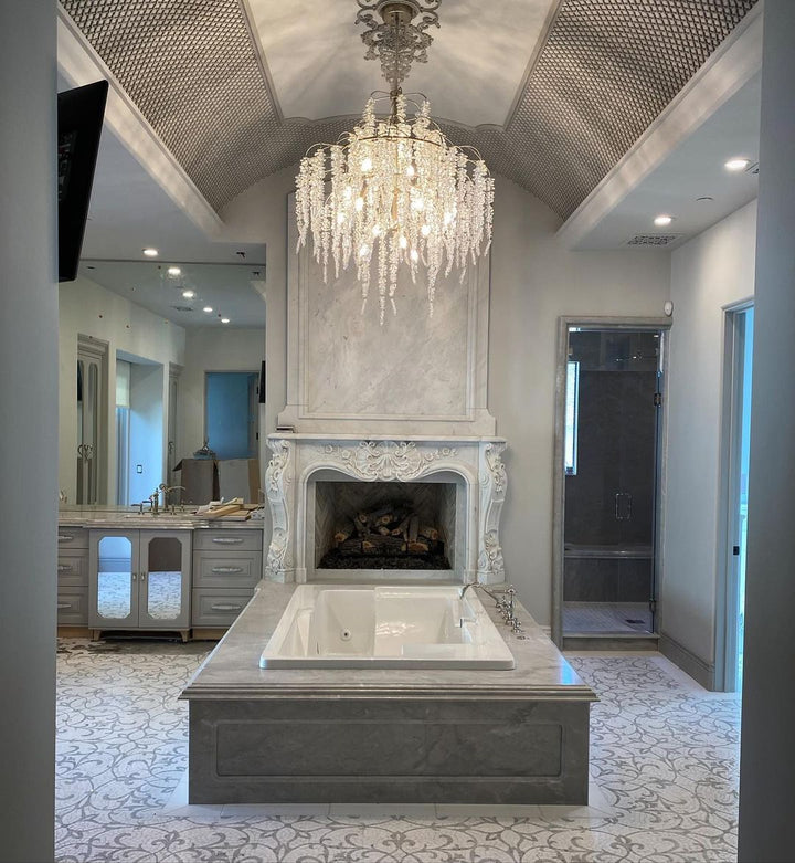 Light Luxury Silver Flower Branch Chandelier with Icicle Details for Bedroom Dining Room and Hallway-Chandeliers, Dining Room-Arialamps
