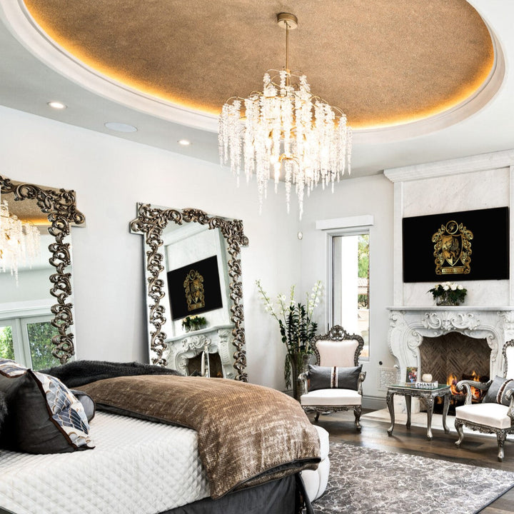 Light Luxury Silver Flower Branch Chandelier with Icicle Details for Bedroom Dining Room and Hallway-Chandeliers, Dining Room-Arialamps