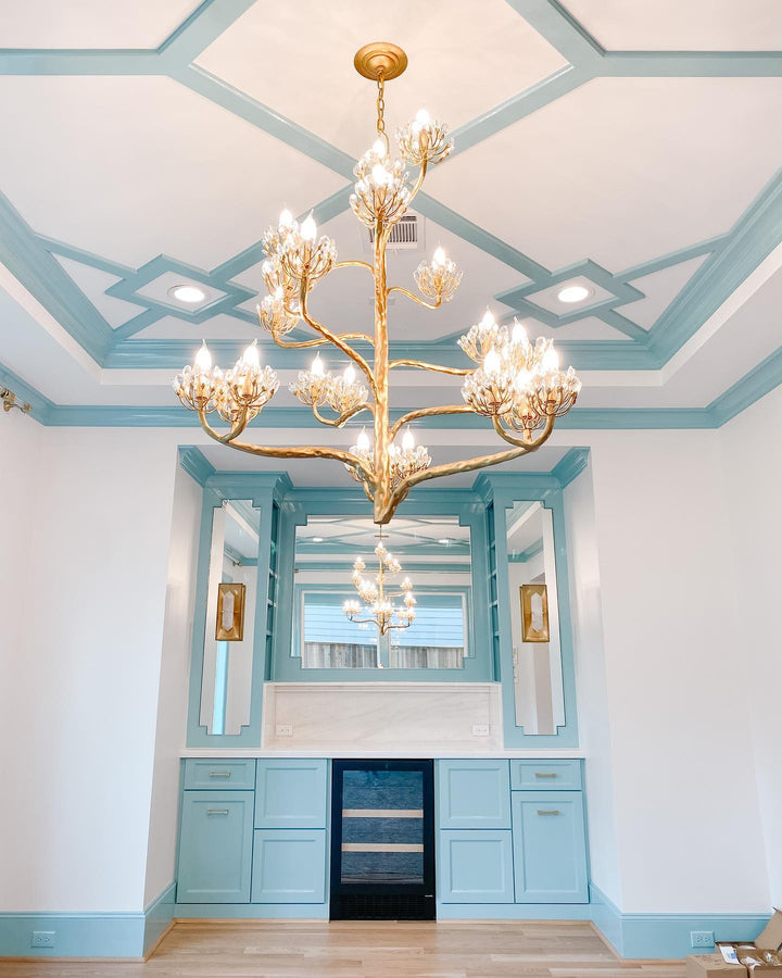 Luxury Branch Flower Chandelier in Gold for Living Room Staircase and Bedroom Lighting-Chandeliers-Arialamps