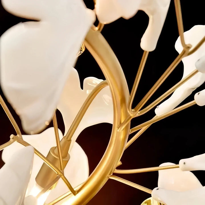 Luxury Ceramic Ginkgo Linear Chandelier-Chandelier-