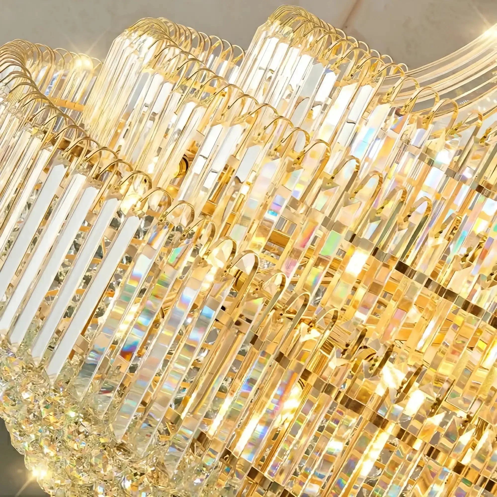 Luxury Extra Large Crystal Chandelier Round Ceiling Light Fixture for Foyer, Entryway & Entrance - Arialamps