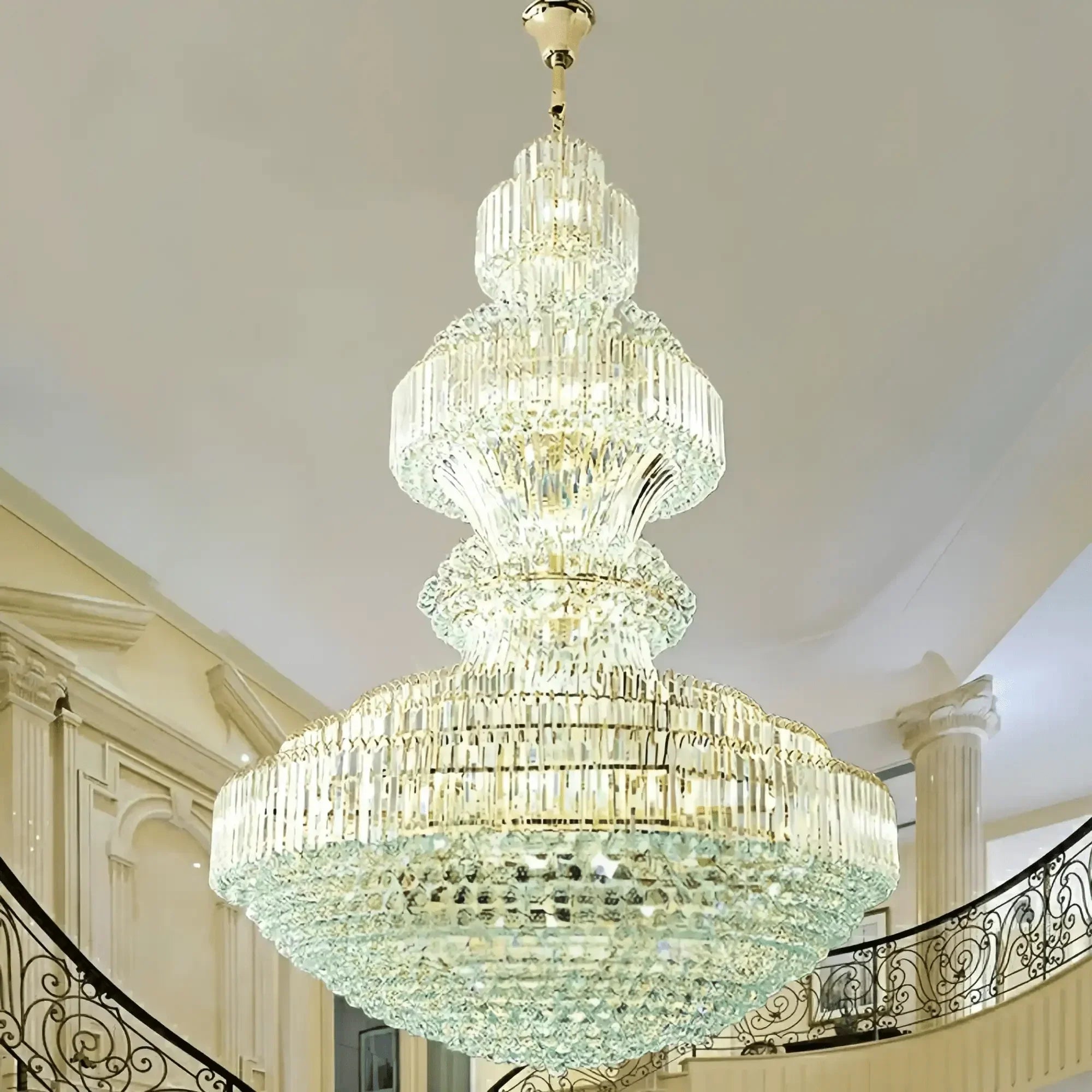 Luxury Extra Large Crystal Chandelier Round Ceiling Light Fixture for Foyer, Entryway & Entrance - Arialamps