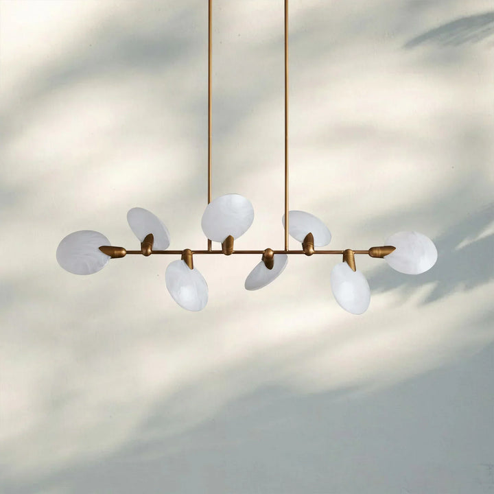 Lyla Linear Chandelier 62 inch modern dining room chandelier in brushed brass finish