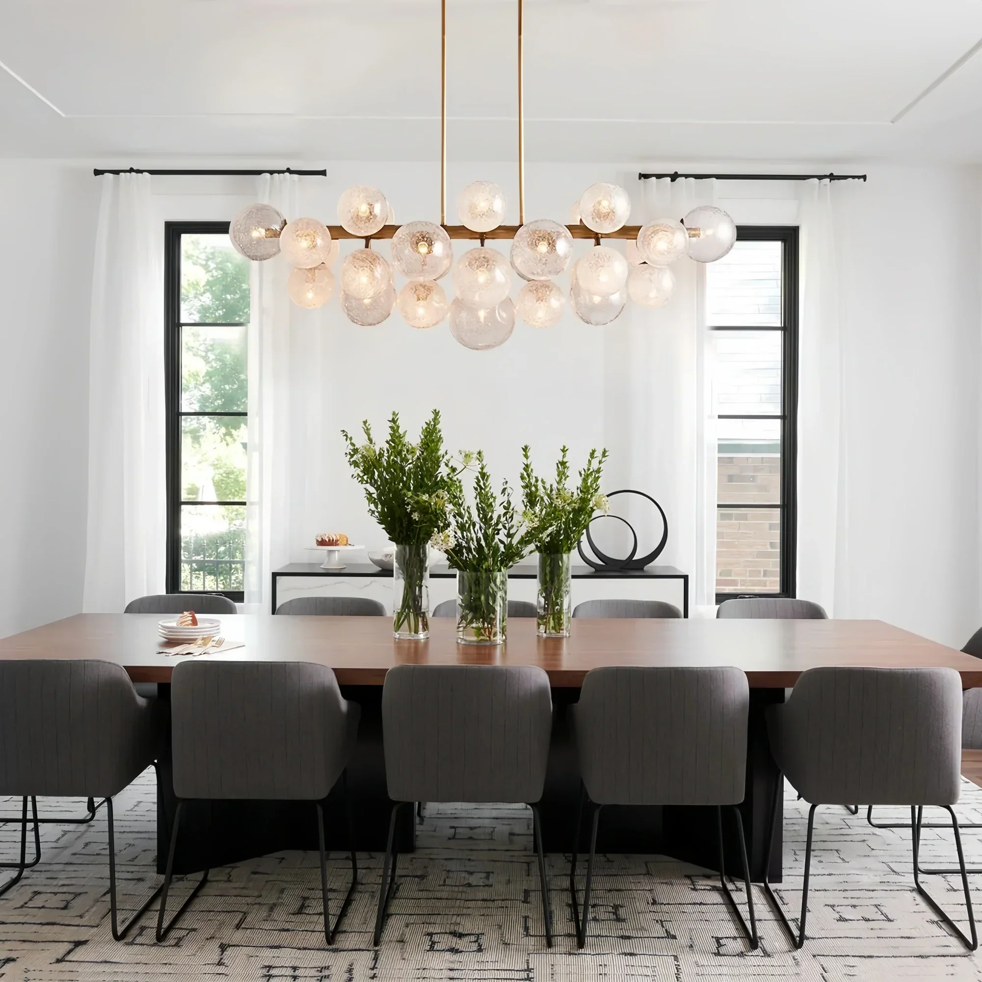 Mandoza Linear Chandelier-Lighting-Brass-Arialamps