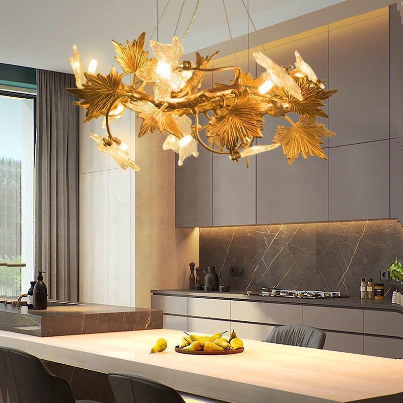Maple Leaf Branch Chandelier-branch chandeliers for dining room,branch chandeliers for stairways,branch chandeliers for foyer,branch chandeliers for bedrooms,branch chandeliers for kitchen,branch chandeliers for living room-D60cm（D23½"）-Arialamps