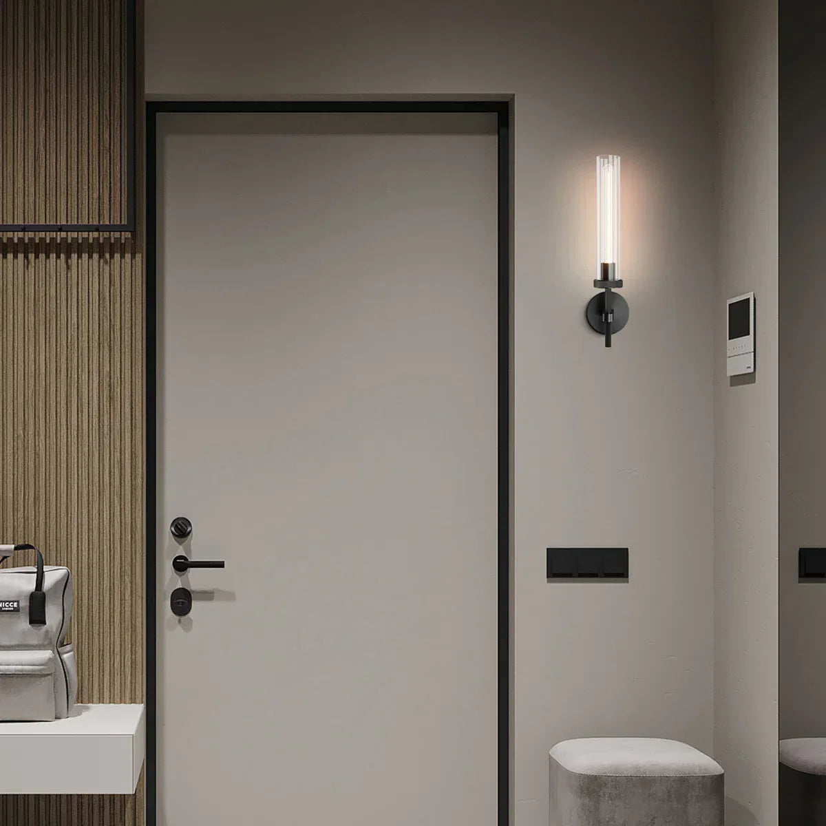 Matte Black Twining 1-Light Dimmable Luxury Flush Mounted Wall Sconce