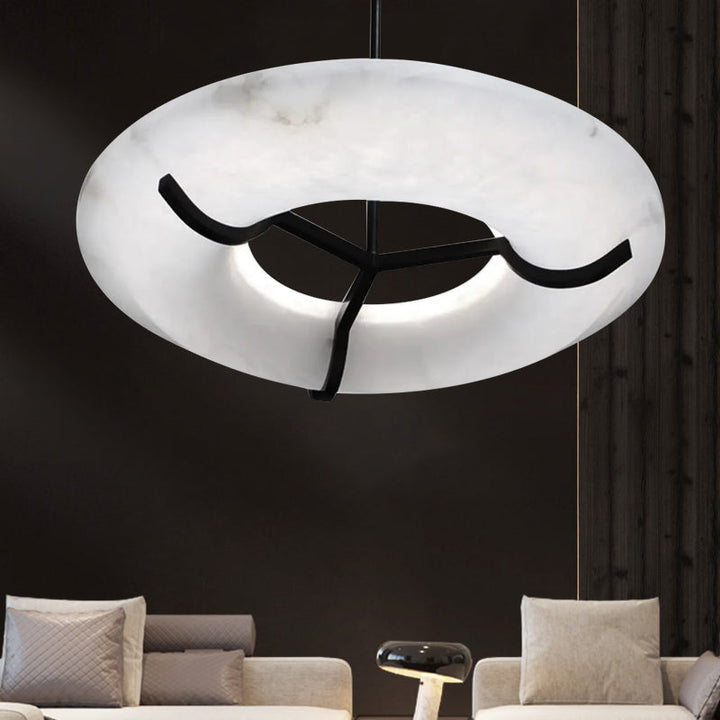 Maxine Modern Round Alabaster Dining Room Chandelier Chandelier Kevin Studio Inc 23.6" D
