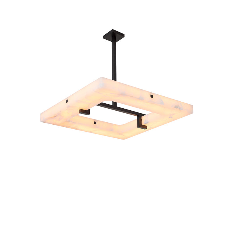Maxine Modern Square Alabaster Living Room Chandelier Chandelier Kevin Studio Inc
