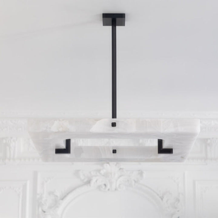 Maxine Modern Square Alabaster Living Room Chandelier Chandelier Kevin Studio Inc