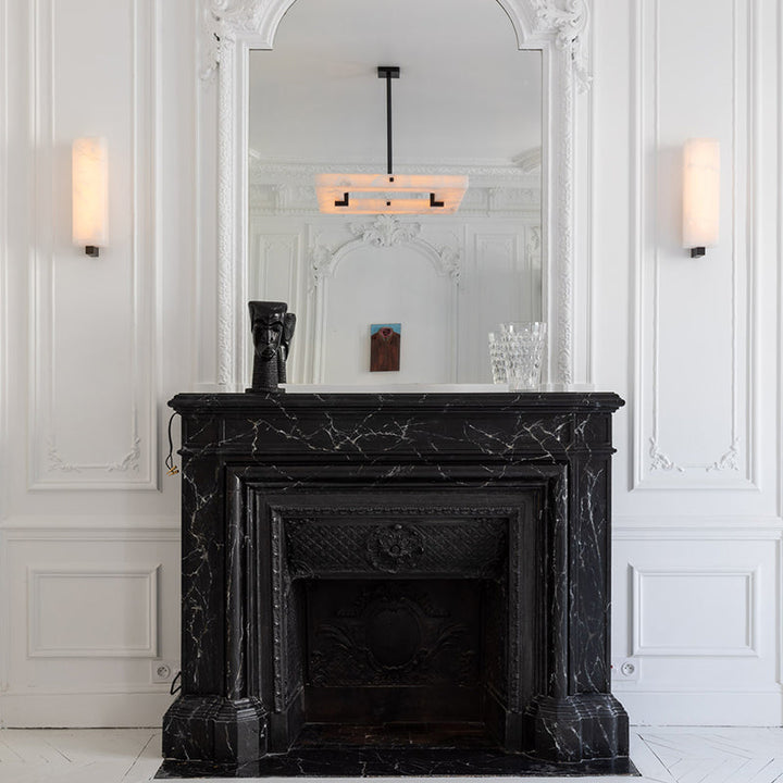 Maxine Modern Square Alabaster Living Room Chandelier Chandelier Kevin Studio Inc