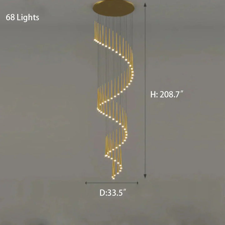 Minimalism Foyer Staircase Chandelier Ceiling Pendant Lighting Fixture For Living Room Entryway In Gold/ Black Finish - Arialamps