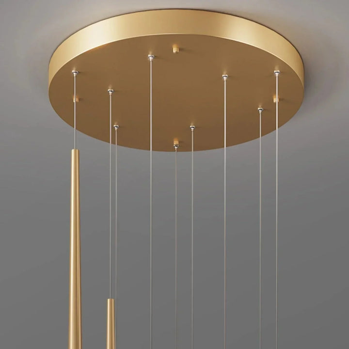 Minimalism Foyer Staircase Chandelier Ceiling Pendant Lighting Fixture For Living Room Entryway In Gold/ Black Finish - Arialamps