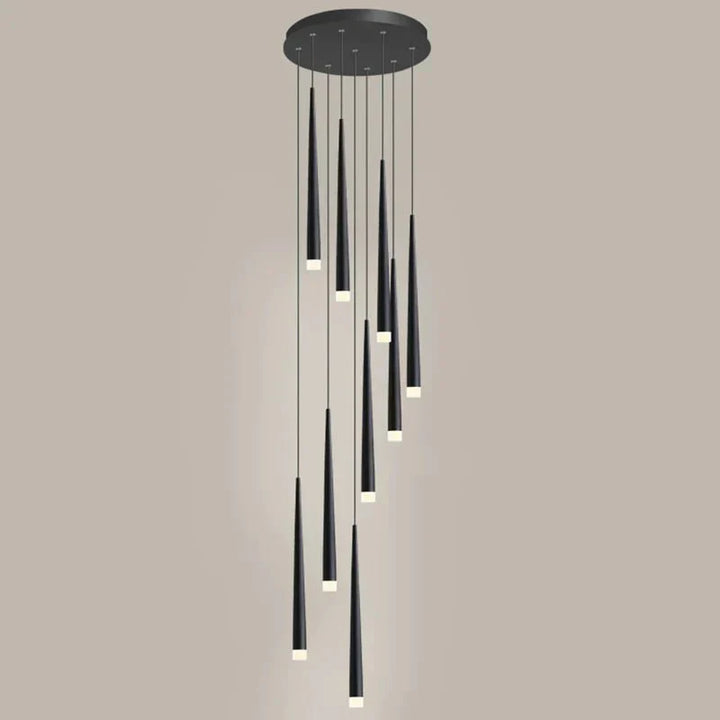 Minimalism Foyer Staircase Chandelier Ceiling Pendant Lighting Fixture For Living Room Entryway In Gold/ Black Finish - Arialamps