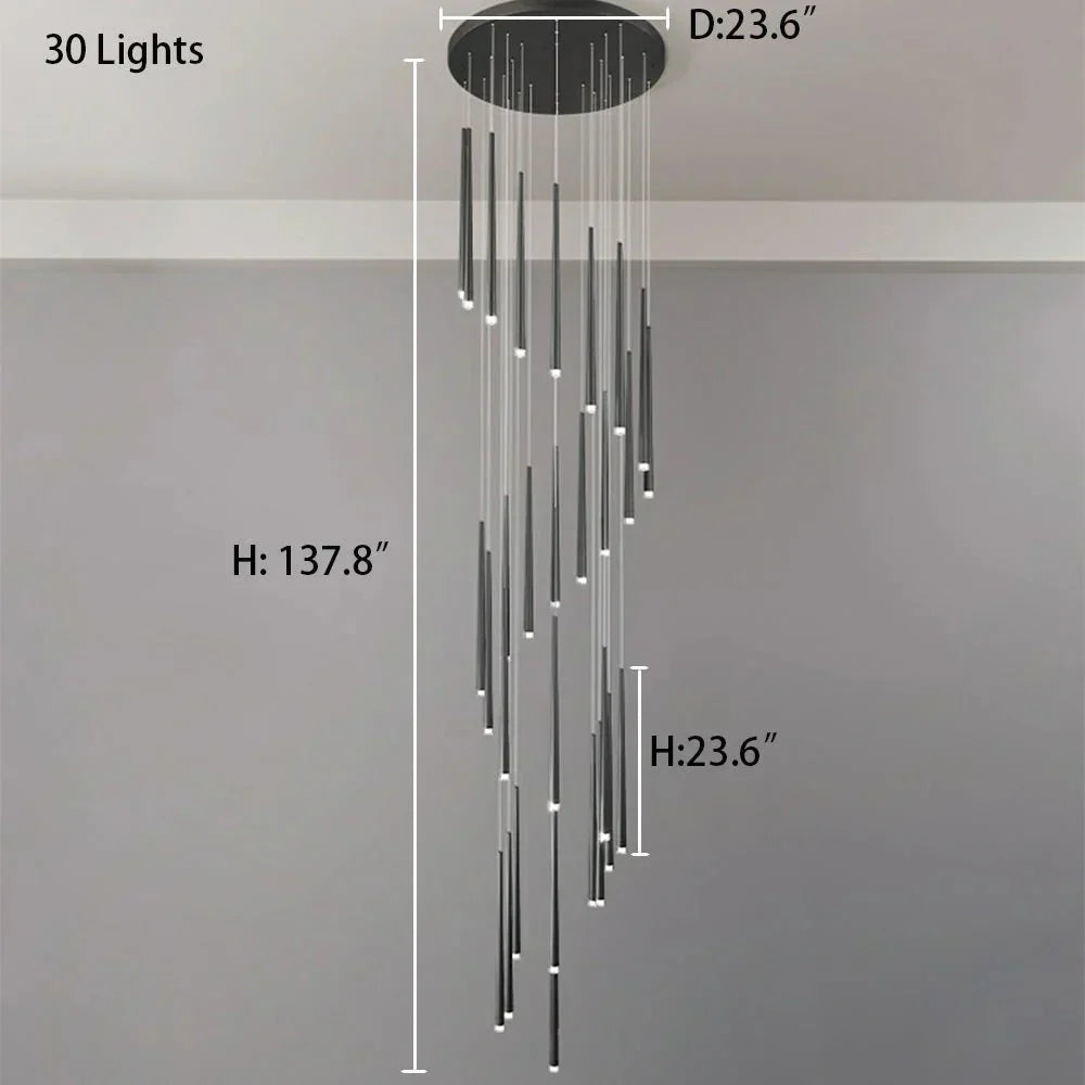 Minimalism Foyer Staircase Chandelier Ceiling Pendant Lighting Fixture For Living Room Entryway In Gold/ Black Finish - Arialamps