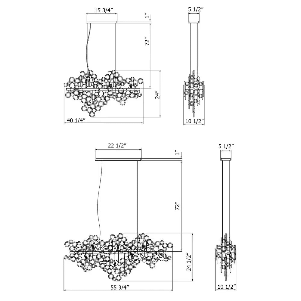 Mirella Trento Clustered Glass Linear Chandelier - Arialamps
