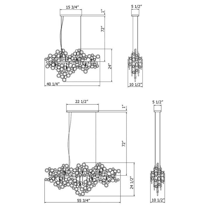 Mirella Trento Clustered Glass Linear Chandelier - Arialamps