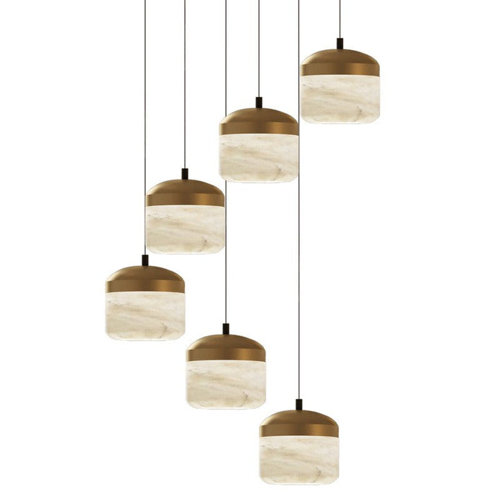 Ava Radiance - United Modern Alabaster Pendant Lamp For Staircase, Kitchen Pendant Light Chandelier Kevin Studio Inc 6 Lights