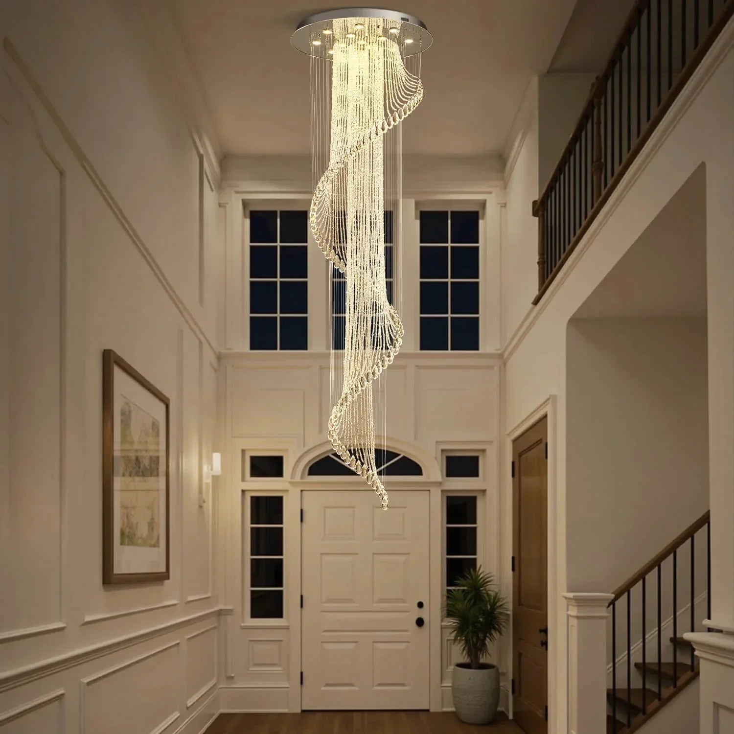 Modern Art Design Crystal Spiral Raindrop Chandelier - Arialamps