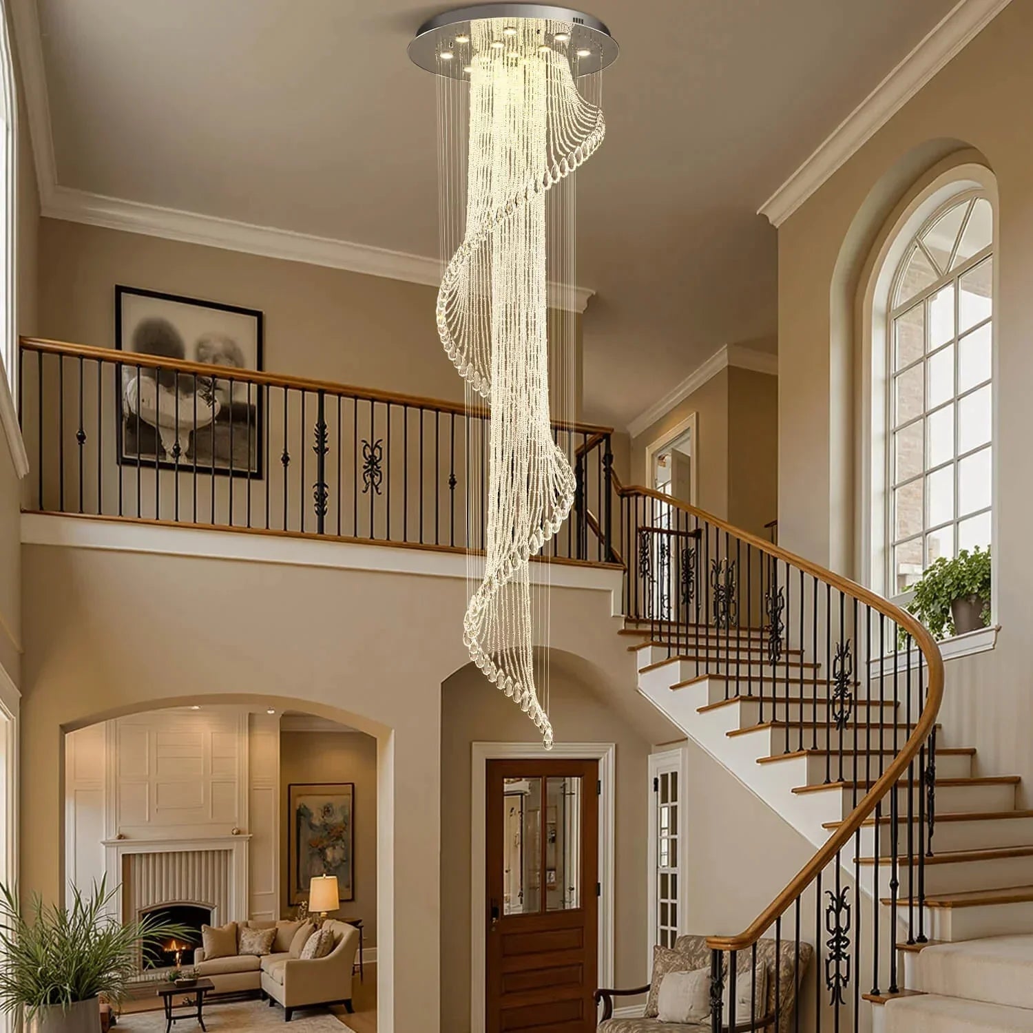 Modern Art Design Crystal Spiral Raindrop Chandelier - Arialamps