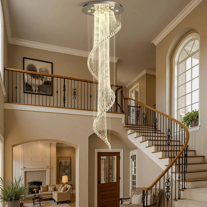 Modern Art Design Crystal Spiral Raindrop Chandelier - Arialamps