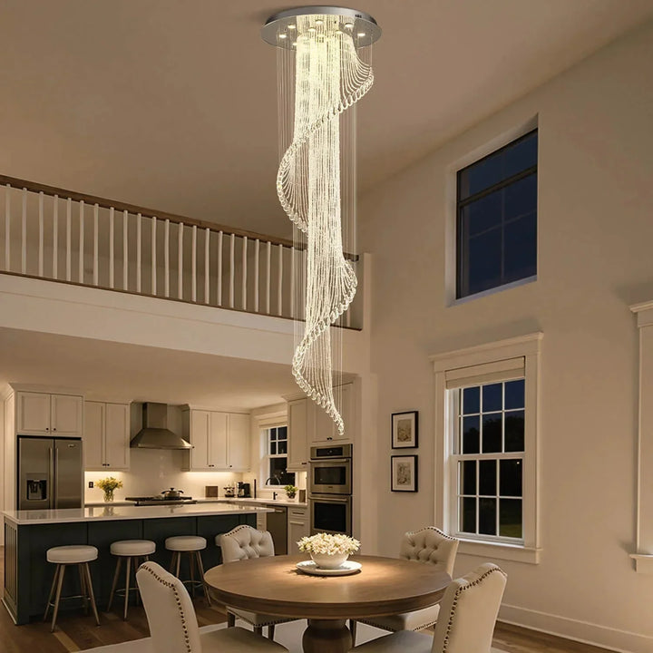 Modern Art Design Crystal Spiral Raindrop Chandelier - Arialamps