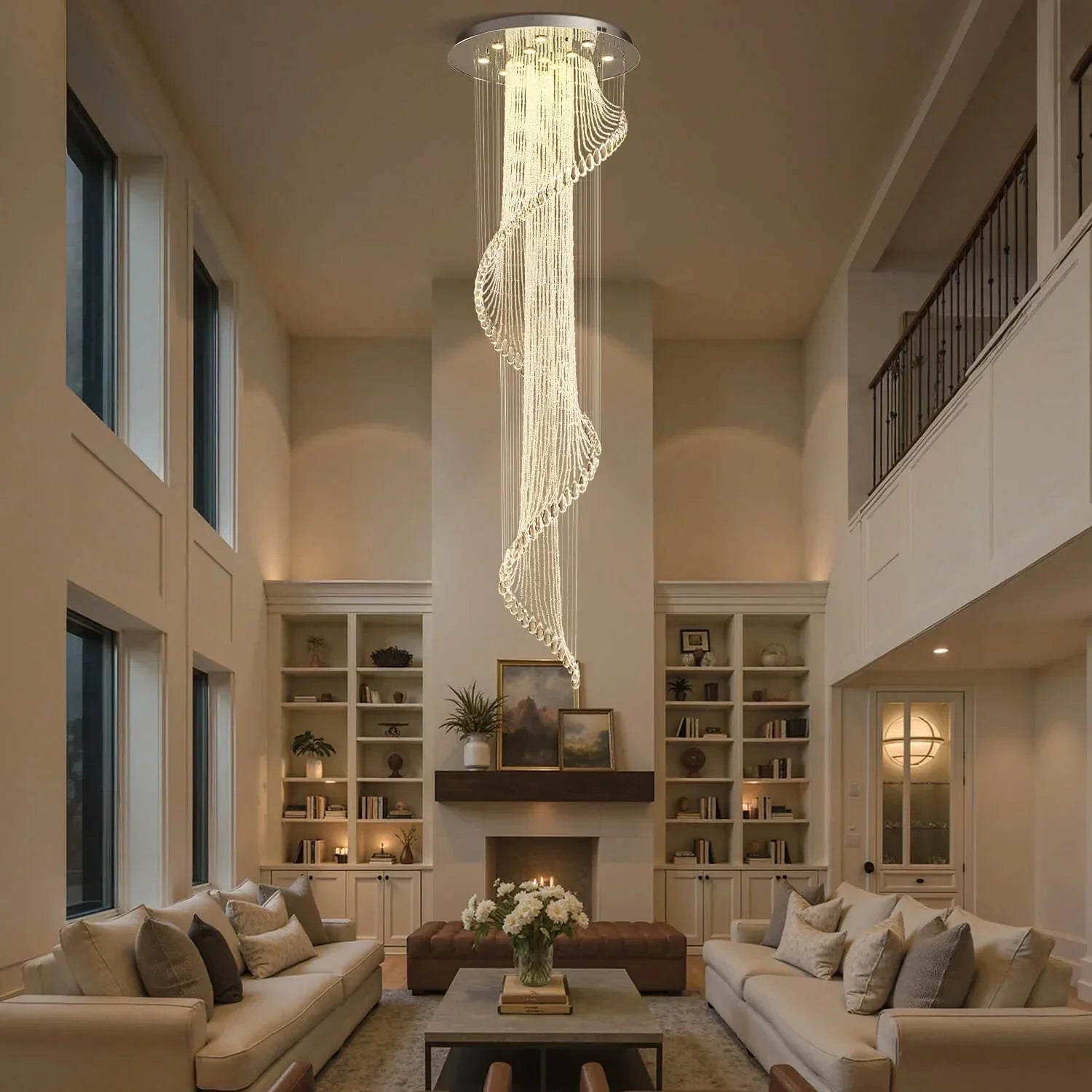 Modern Art Design Crystal Spiral Raindrop Chandelier - Arialamps