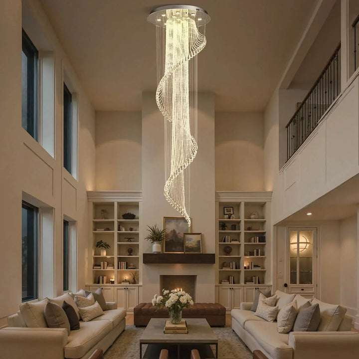 Modern Art Design Crystal Spiral Raindrop Chandelier - Arialamps