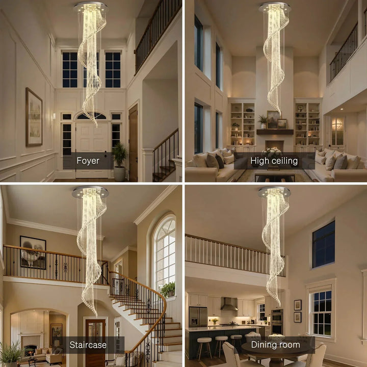 Modern Art Design Crystal Spiral Raindrop Chandelier - Arialamps
