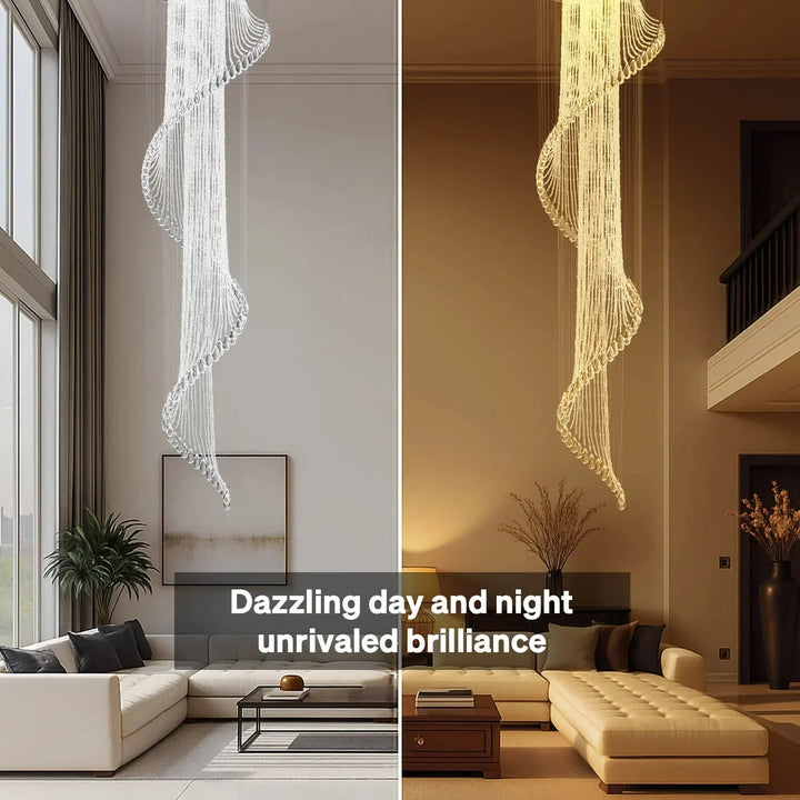 Modern Art Design Crystal Spiral Raindrop Chandelier - Arialamps