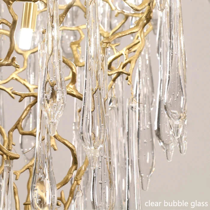 Modern Crystal Droplet Branch Staircase Chandelier-Arialamps