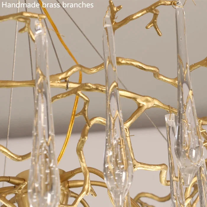 Modern Crystal Droplet Branch Staircase Chandelier-Arialamps