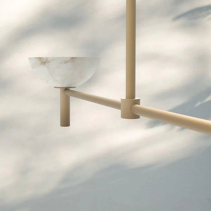 Modern Kitchen Island Pendant Light with Alabaster Shades, Linear Real Alabaster Pendant Lamp-Chandelier-Arialamps