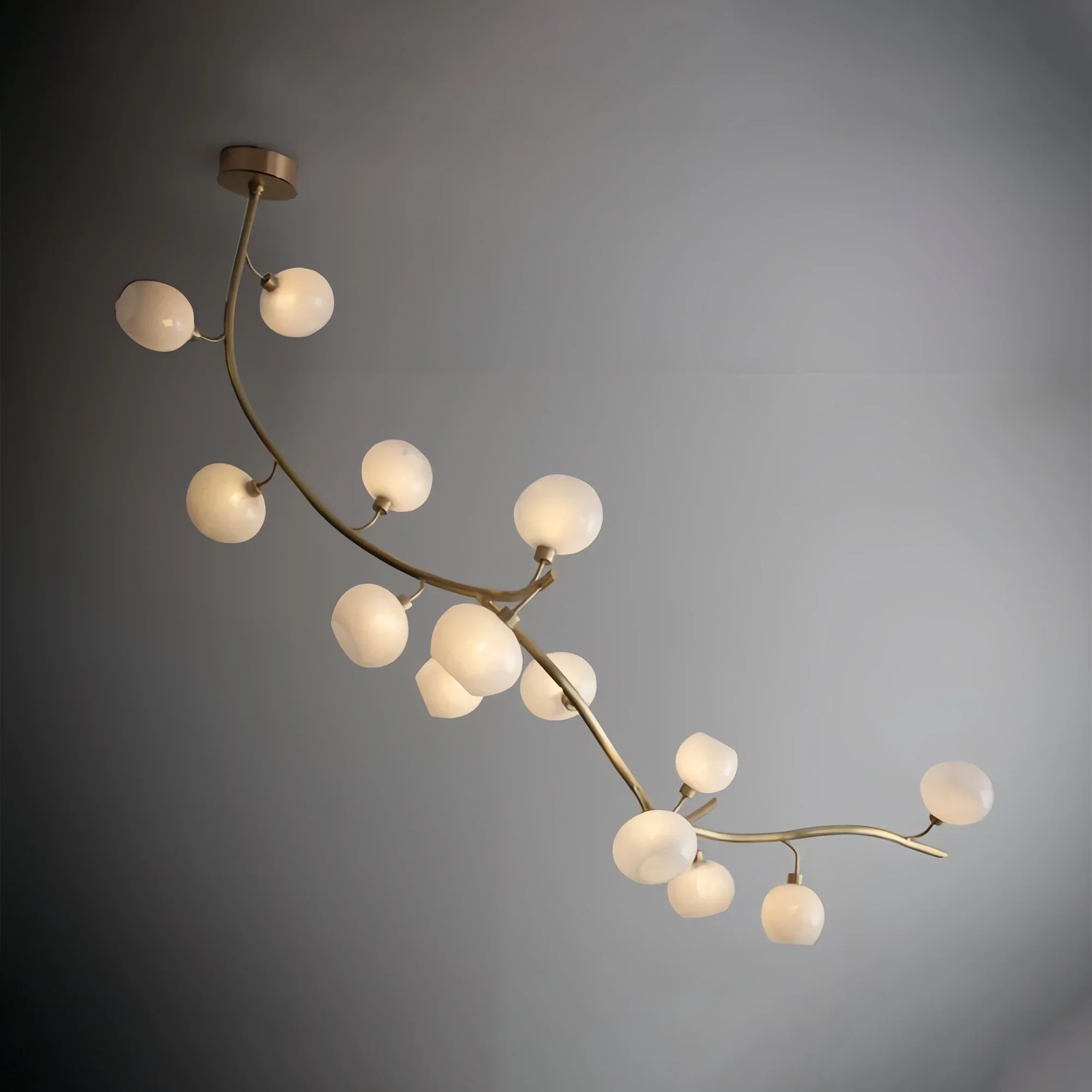 Modern Linear Brass Branches Chandelier for Dining Room-L83.5"*W55"*H75.5"-Dimmable Warm Light-Arialamps