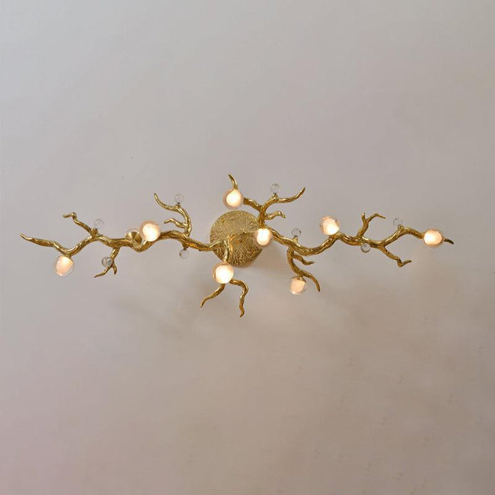 The Linear Glass Ball Branch Semi Flush Chandelier is artfully designed, it combines with the organic tree branch design, decorated with the metal leaves, creates a fruitfully ideas. it is a new interpretation for the new modern style.