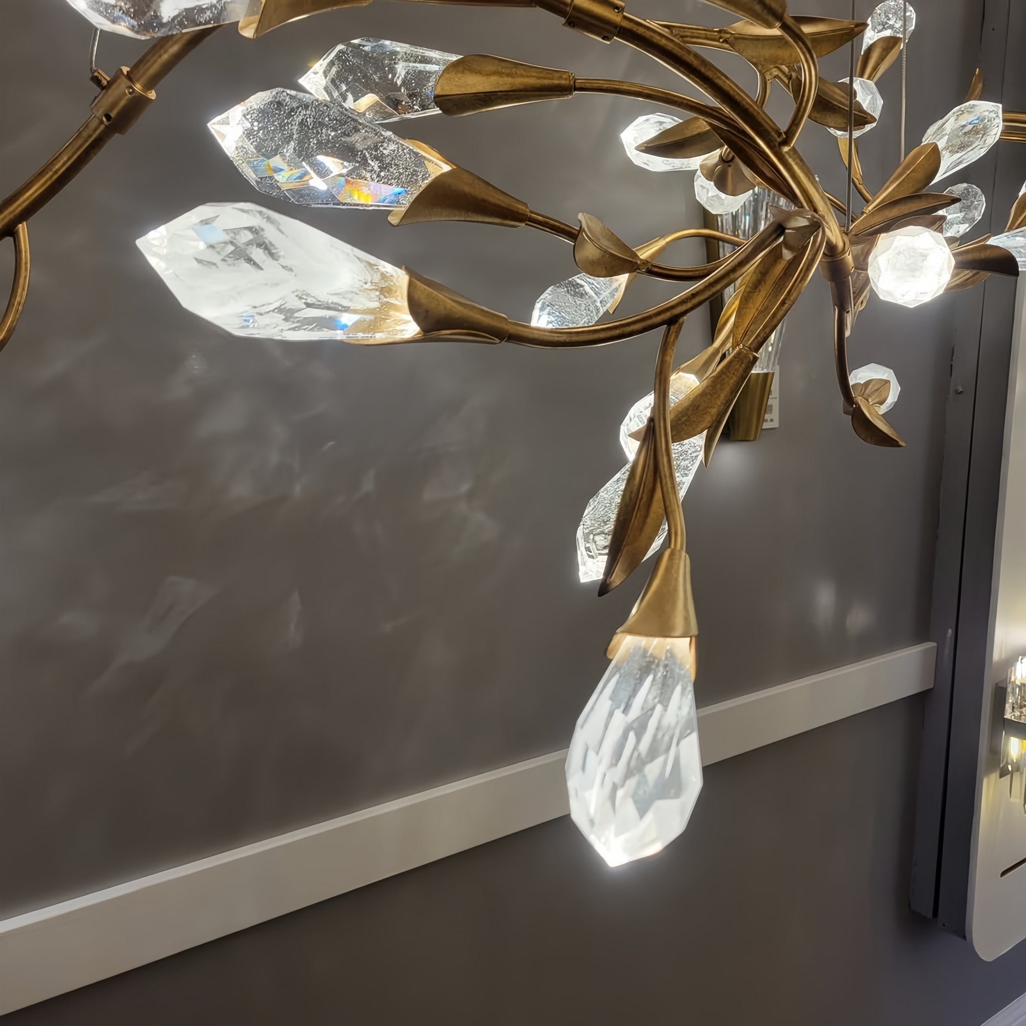 Modern Linear/Round Floral Branches Crystal Chandelier-Arialamps