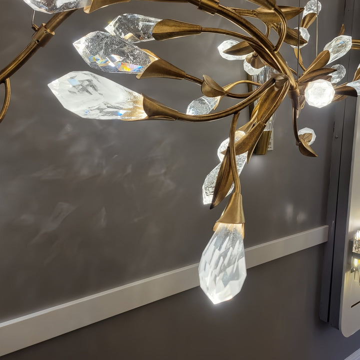 Modern Linear/Round Floral Branches Crystal Chandelier-Arialamps