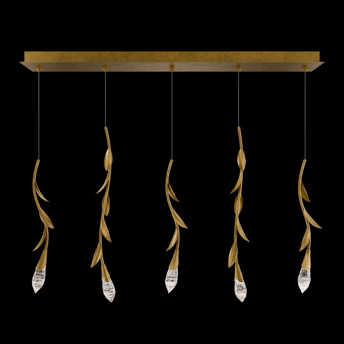 Modern Luxury Floating Branches Floral Crystal Chandelier with Rectangular Canopy for High-ceiling-Arialamps