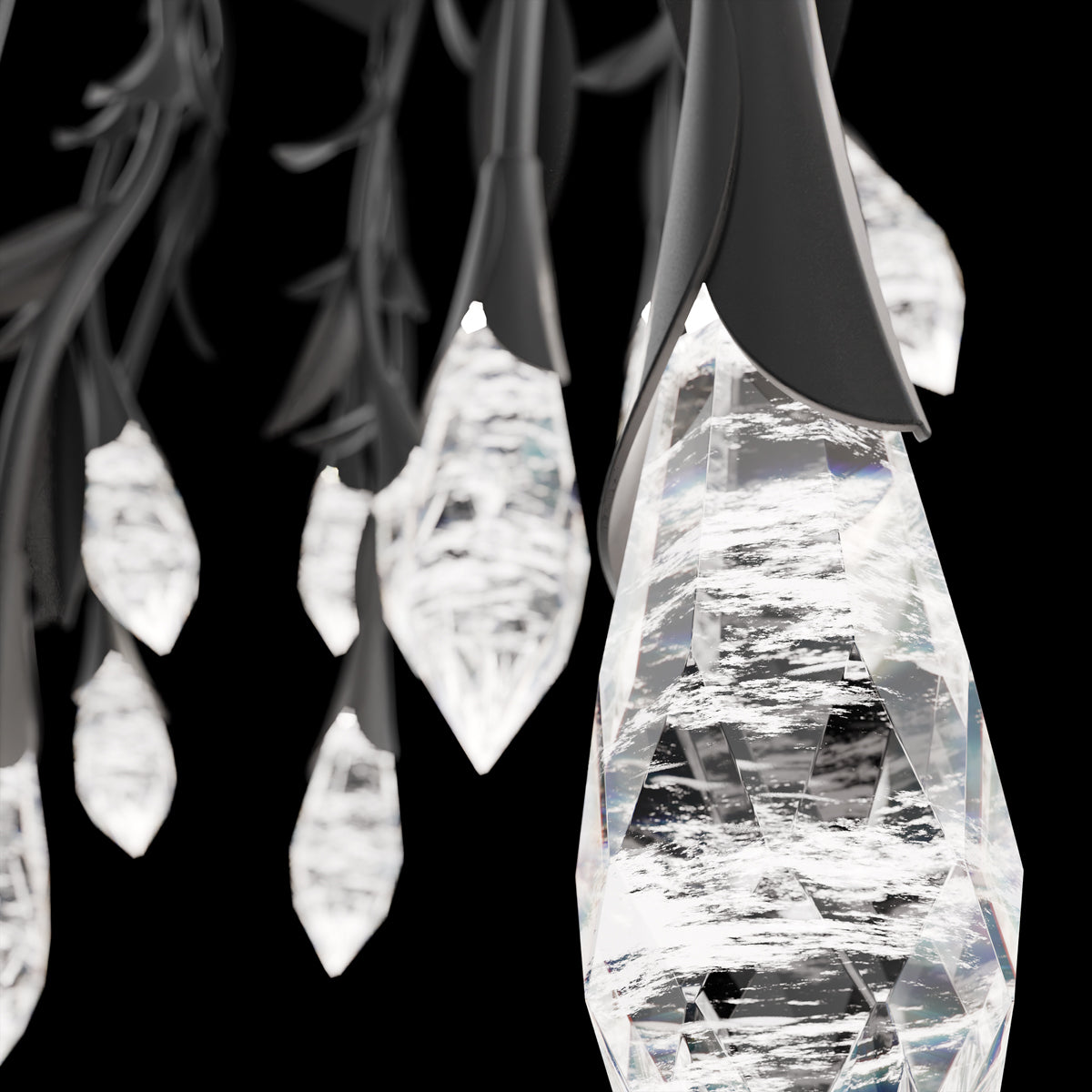 Modern Luxury Floating Branches Floral Crystal Chandelier with Rectangular Canopy for High-ceiling-Arialamps