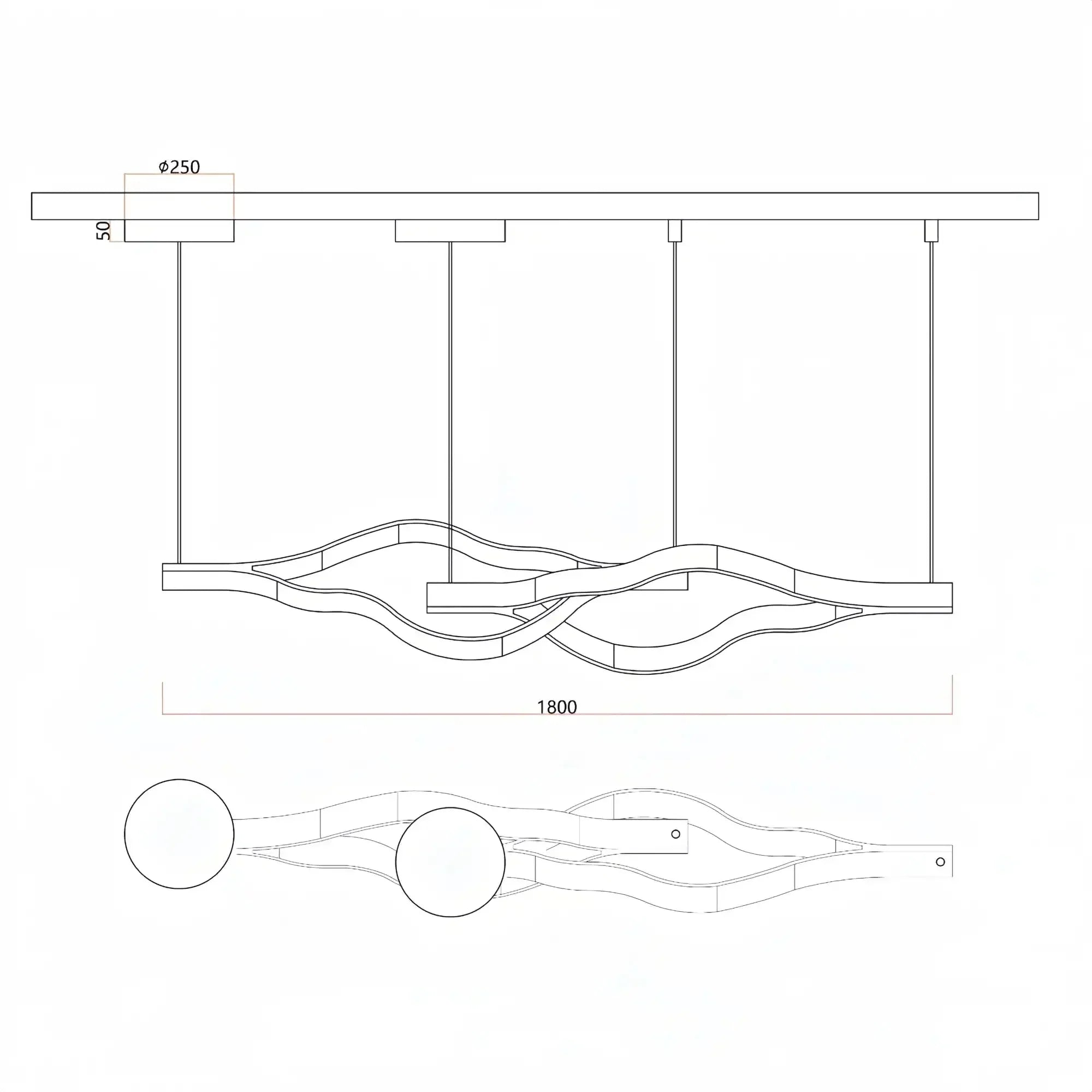 Modern Simple Aluminum Waving Chandelier - Arialamps