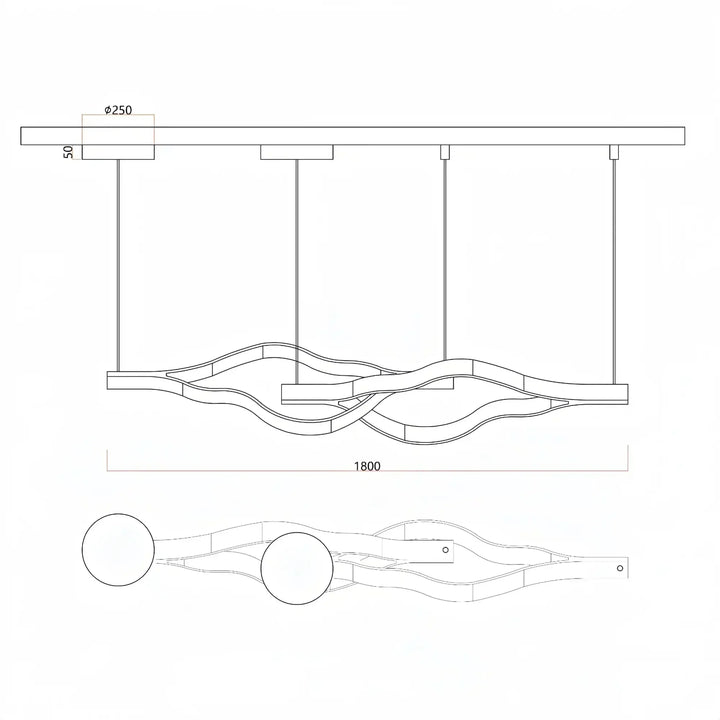 Modern Simple Aluminum Waving Chandelier - Arialamps