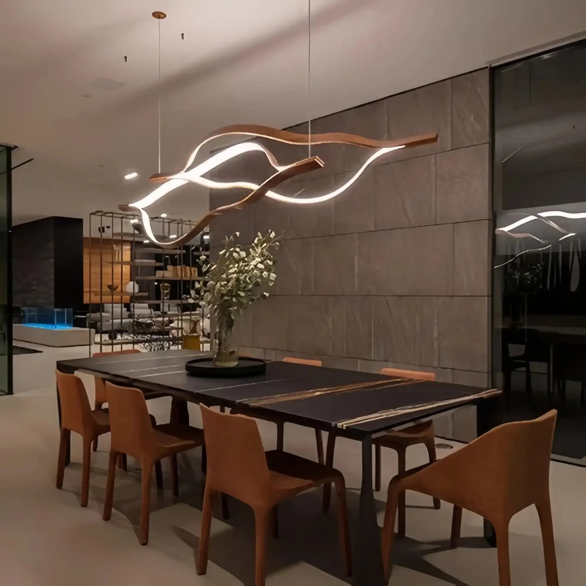 Modern Simple Aluminum Waving Chandelier - Arialamps